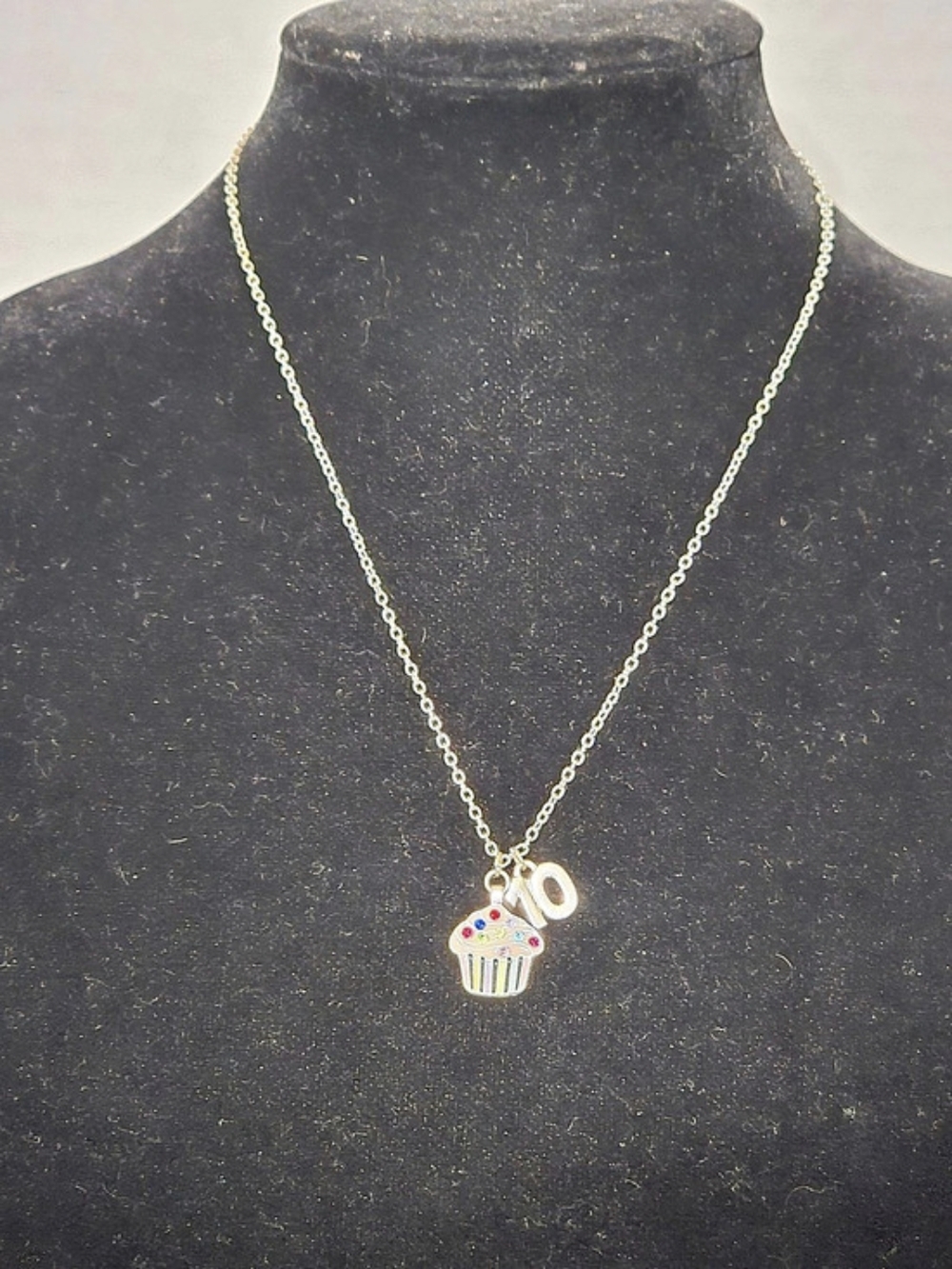 Cupcake Pendant With The #10 Necklace in Gold
